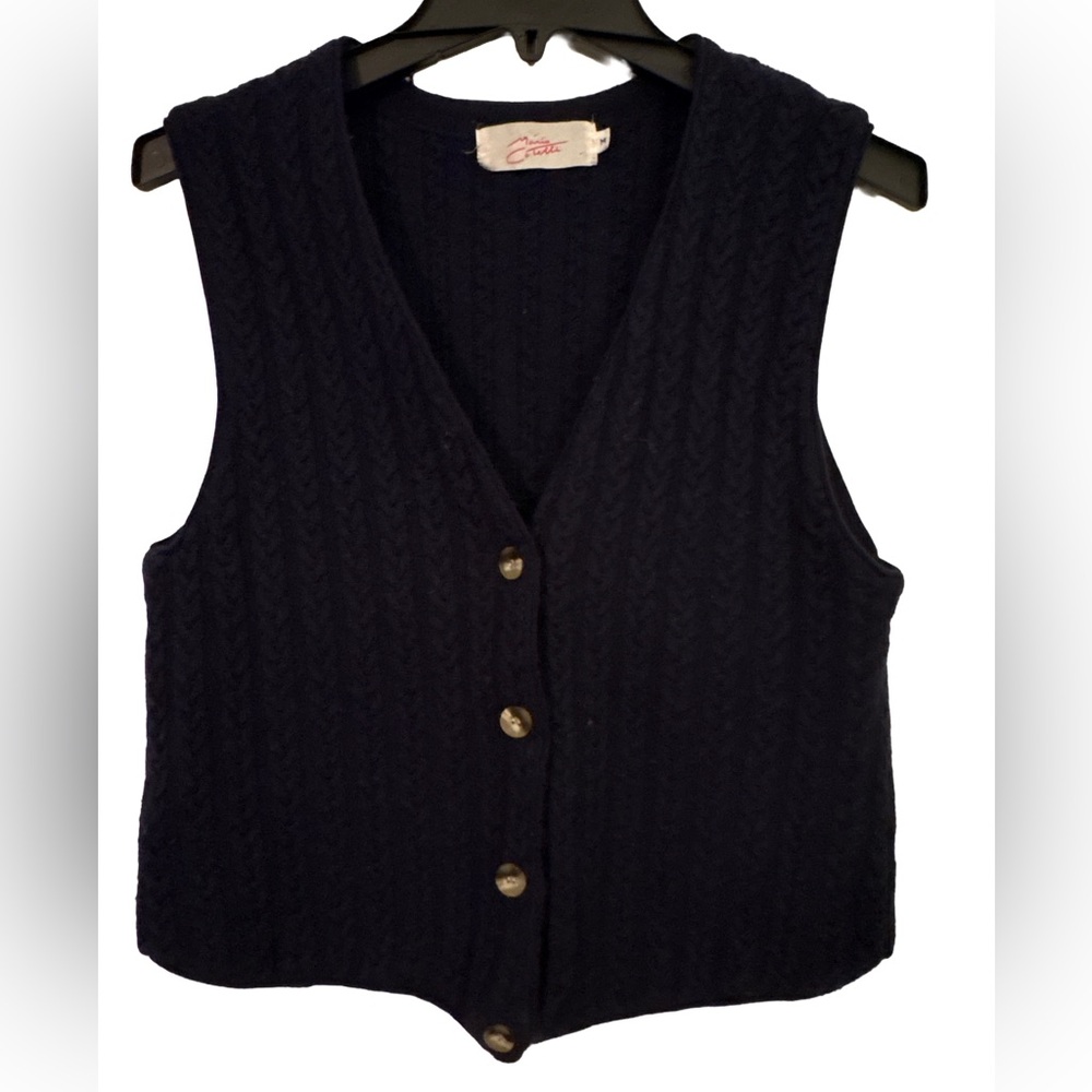 Vintage Blue Cable Wool Sweater Vest